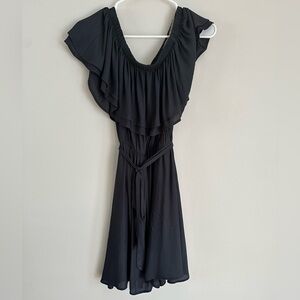 Elegant Navy Ruffle Dress